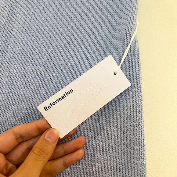 Reformation 100% Cotton Light Blue Baggy Hight Waist Classic Knit Shorts S NWT - Picture 4 of 7